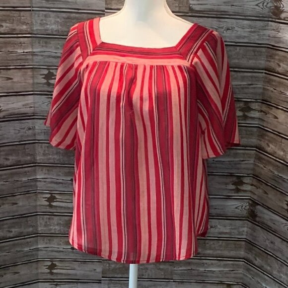 Universal THREAD Pink and Red Striped Top NWOT - Picture 4 of 6